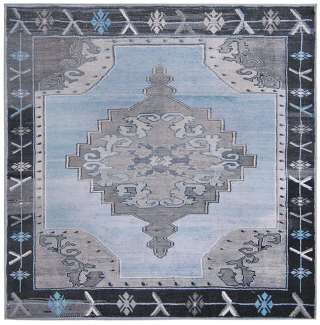 Blue Gray 8' x 8' Timeless Washable Square Rug