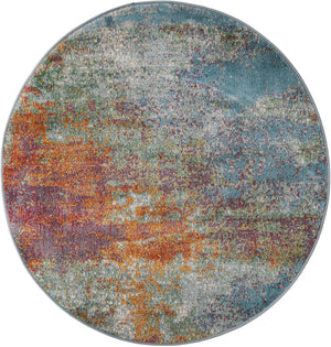 Multicolor 3' 3 x 3' 3 Paragon Round Area Rug 100% Polypropylene Colorful Vivid Boho Style Modern Carpet for Unique Interiors for Sale at Rug Engine