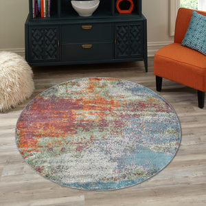 Multicolor 5' 5 x 5' 5 Paragon Round Area Rug 100% Polypropylene Colorful Vivid Boho Style Modern Carpet for Unique Interiors for Sale at Rug Engine