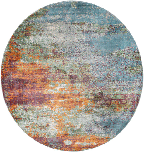 Multicolor 8' 2 x 8' 2 Paragon Round Area Rug 100% Polypropylene Colorful Vivid Boho Style Modern Carpet for Unique Interiors for Sale at Rug Engine