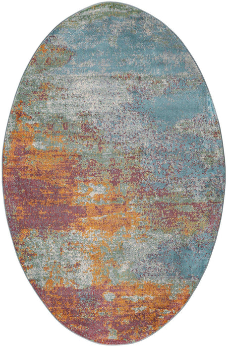 Multicolor 5' 5 x 8' Paragon Oval Area Rug 100% Polypropylene Colorful Vivid Boho Style Modern Carpet for Unique Interiors for Sale at Rug Engine