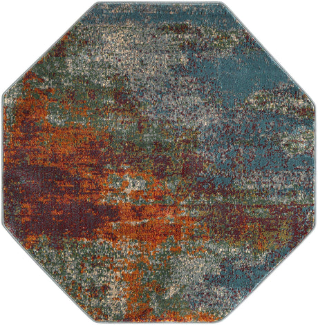 Multicolor 4' x 4' Paragon Octagon Area Rug 100% Polypropylene Colorful Vivid Boho Style Modern Carpet for Unique Interiors for Sale at Rug Engine