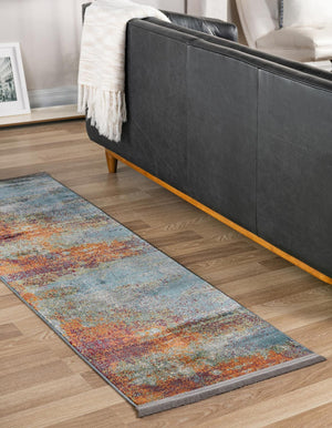 Multicolor 2' 7 x 12' Paragon Runner Area Rug 100% Polypropylene Colorful Vivid Boho Style Modern Carpet for Unique Interiors for Sale at Rug Engine