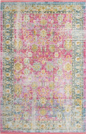Pink 6' x 9' Paragon Rectangle Area Rug 100% Polypropylene Colorful Vivid Boho Style Modern Carpet for Unique Interiors for Sale at Rug Engine