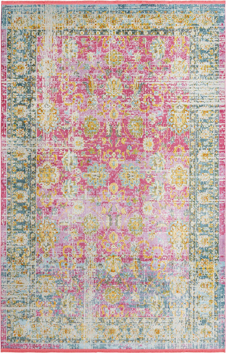 Pink 6' x 9' Paragon Rectangle Area Rug 100% Polypropylene Colorful Vivid Boho Style Modern Carpet for Unique Interiors for Sale at Rug Engine