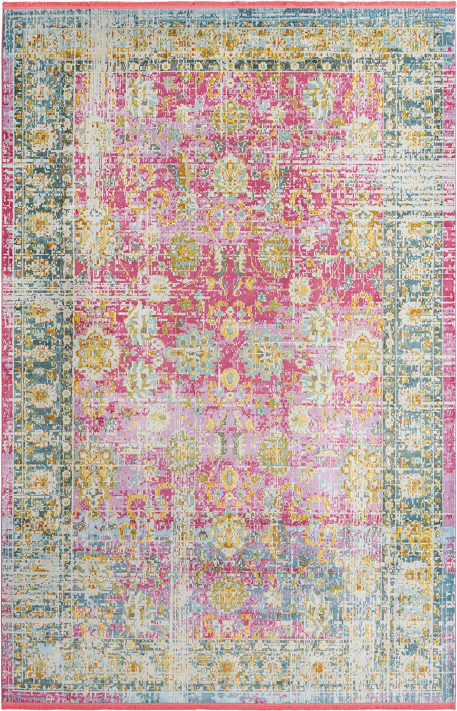 Pink 6' x 9' Paragon Rectangle Area Rug 100% Polypropylene Colorful Vivid Boho Style Modern Carpet for Unique Interiors for Sale at Rug Engine