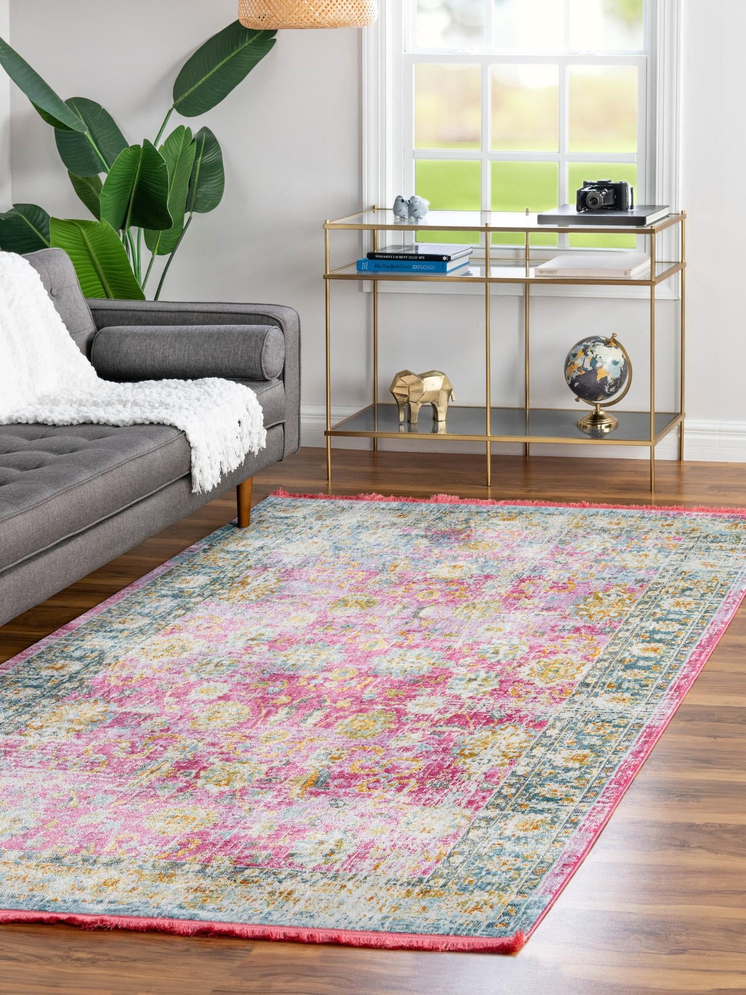 Pink 3' 3 x 5' 3 Paragon Rectangle Area Rug 100% Polypropylene Colorful Vivid Boho Style Modern Carpet for Unique Interiors for Sale at Rug Engine