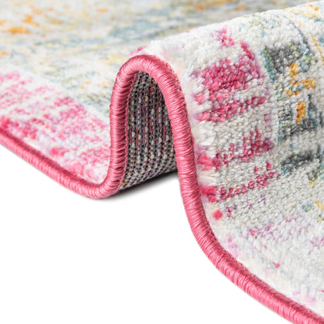 Pink 7' 1 x 10' Paragon Rectangle Area Rug 100% Polypropylene Colorful Vivid Boho Style Modern Carpet for Unique Interiors for Sale at Rug Engine