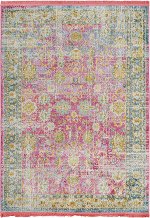 Pink 4' 3 x 6' Paragon Rectangle Area Rug 100% Polypropylene Colorful Vivid Boho Style Modern Carpet for Unique Interiors for Sale at Rug Engine