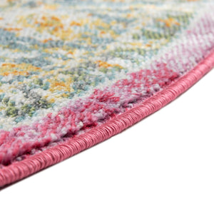 Pink 3' 3 x 3' 3 Paragon Round Area Rug 100% Polypropylene Colorful Vivid Boho Style Modern Carpet for Unique Interiors for Sale at Rug Engine