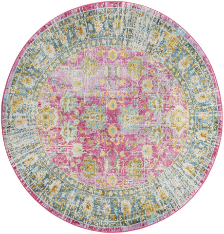 Pink 5' 5 x 5' 5 Paragon Round Area Rug 100% Polypropylene Colorful Vivid Boho Style Modern Carpet for Unique Interiors for Sale at Rug Engine
