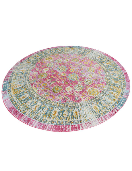 Pink 8' 2 x 8' 2 Paragon Round Area Rug 100% Polypropylene Colorful Vivid Boho Style Modern Carpet for Unique Interiors for Sale at Rug Engine