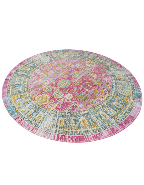 Pink 8' 2 x 8' 2 Paragon Round Area Rug 100% Polypropylene Colorful Vivid Boho Style Modern Carpet for Unique Interiors for Sale at Rug Engine