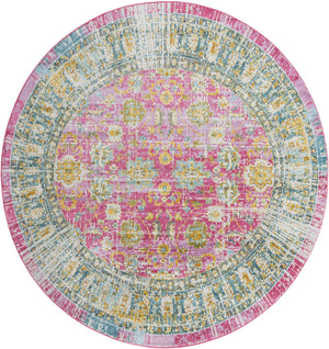 Pink 8' 2 x 8' 2 Paragon Round Area Rug 100% Polypropylene Colorful Vivid Boho Style Modern Carpet for Unique Interiors for Sale at Rug Engine