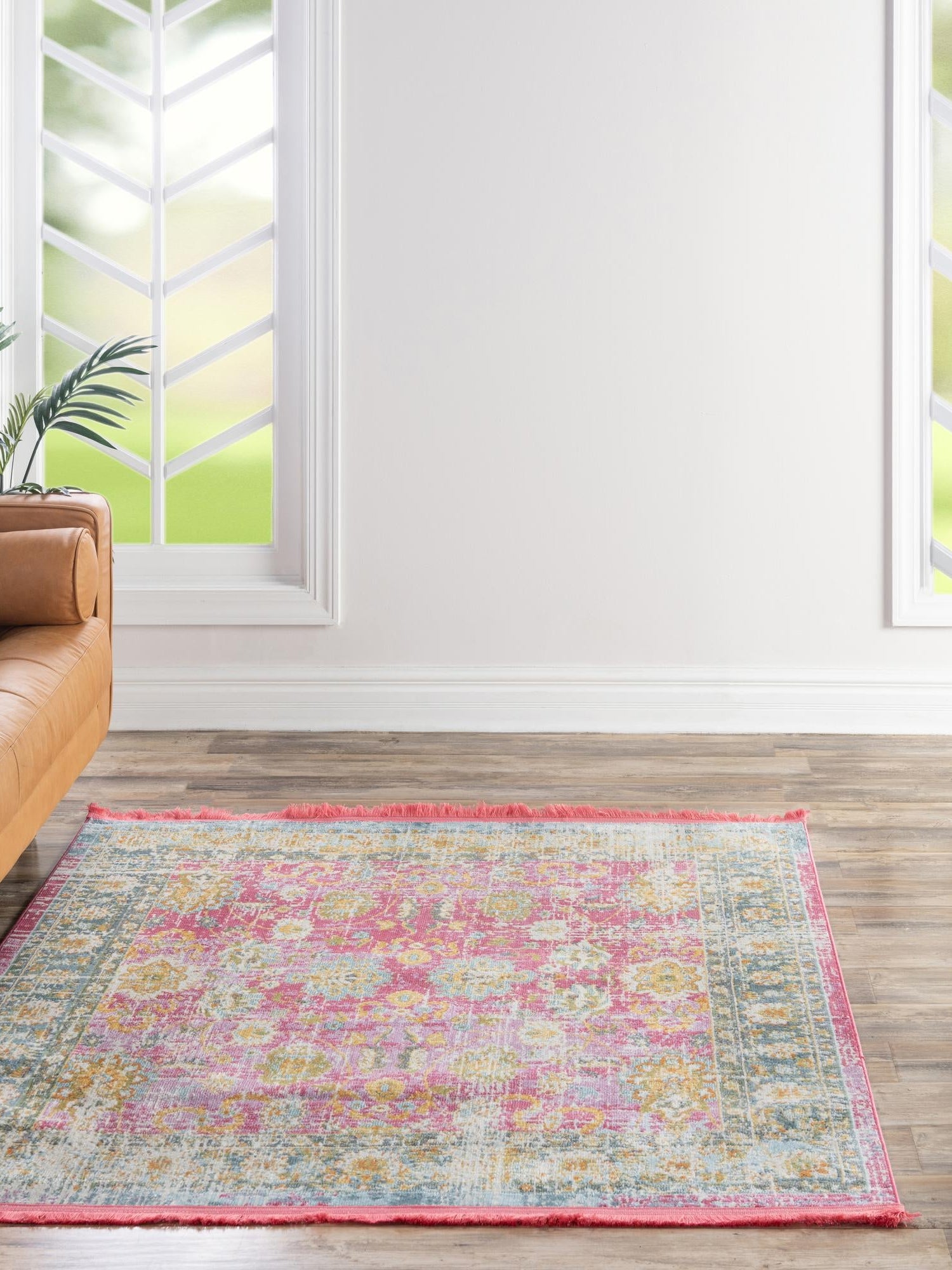 Pink 5' 5 x 5' 5 Paragon Square Area Rug 100% Polypropylene Colorful Vivid Boho Style Modern Carpet for Unique Interiors for Sale at Rug Engine