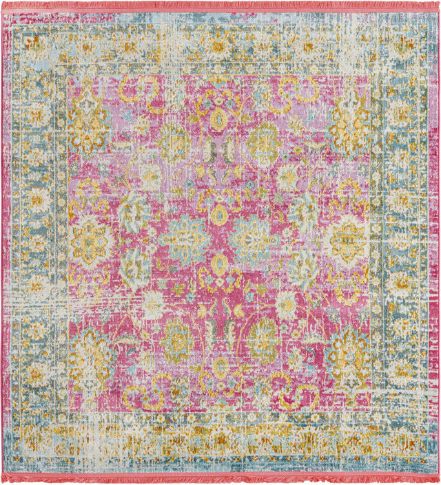 Pink 5' 5 x 5' 5 Paragon Square Area Rug 100% Polypropylene Colorful Vivid Boho Style Modern Carpet for Unique Interiors for Sale at Rug Engine