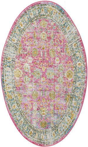 Pink 3' 3 x 5' 3 Paragon Oval Area Rug 100% Polypropylene Colorful Vivid Boho Style Modern Carpet for Unique Interiors for Sale at Rug Engine