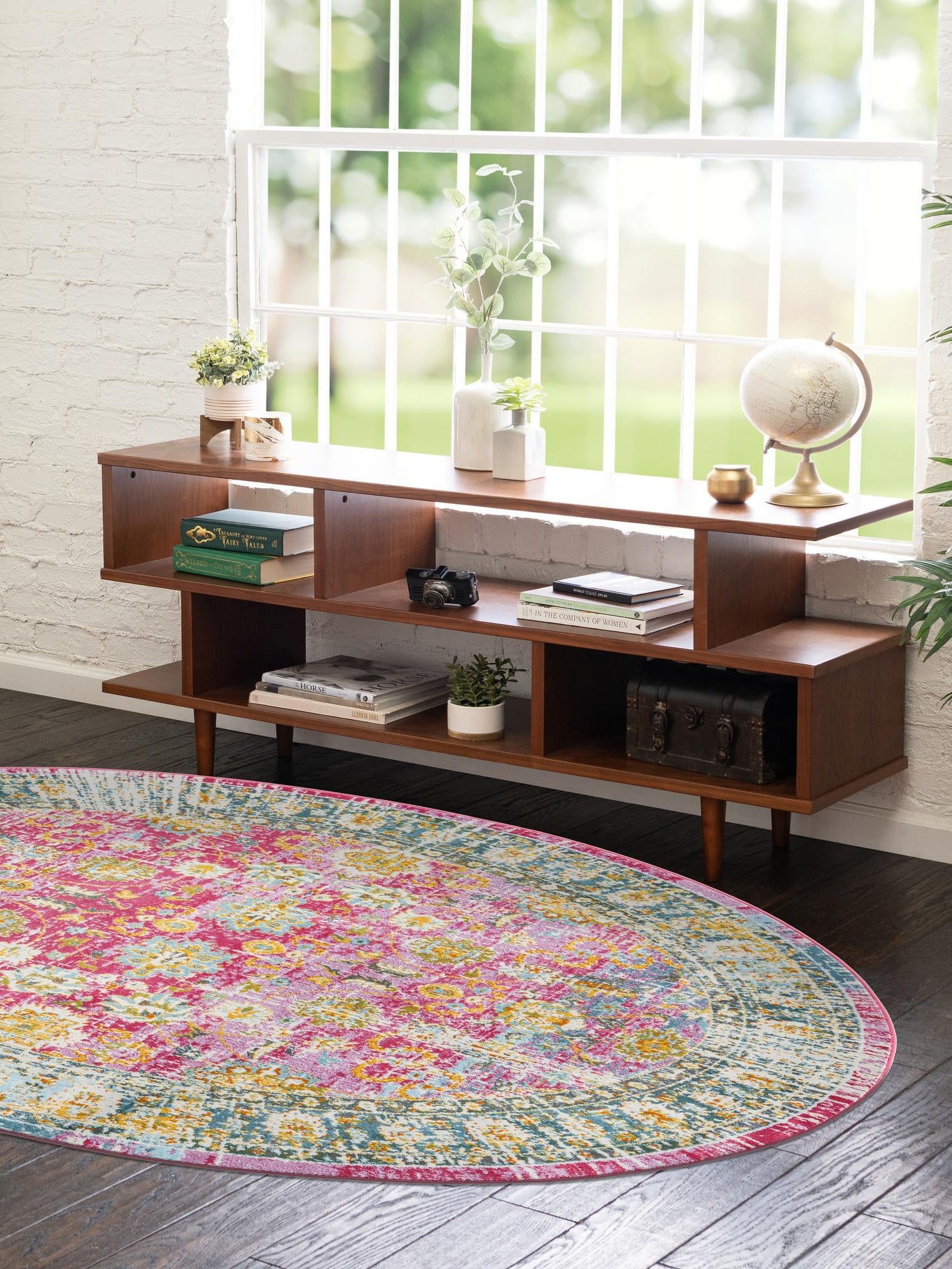 Pink 3' 3 x 5' 3 Paragon Oval Area Rug 100% Polypropylene Colorful Vivid Boho Style Modern Carpet for Unique Interiors for Sale at Rug Engine