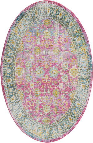 Pink 5' 5 x 8' Paragon Oval Area Rug 100% Polypropylene Colorful Vivid Boho Style Modern Carpet for Unique Interiors for Sale at Rug Engine