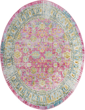 Pink 8' 2 x 10' Paragon Oval Area Rug 100% Polypropylene Colorful Vivid Boho Style Modern Carpet for Unique Interiors for Sale at Rug Engine