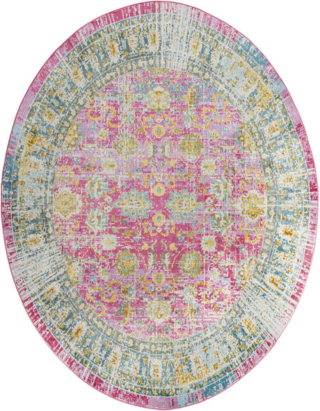 Pink 8' 2 x 10' Paragon Oval Area Rug 100% Polypropylene Colorful Vivid Boho Style Modern Carpet for Unique Interiors for Sale at Rug Engine