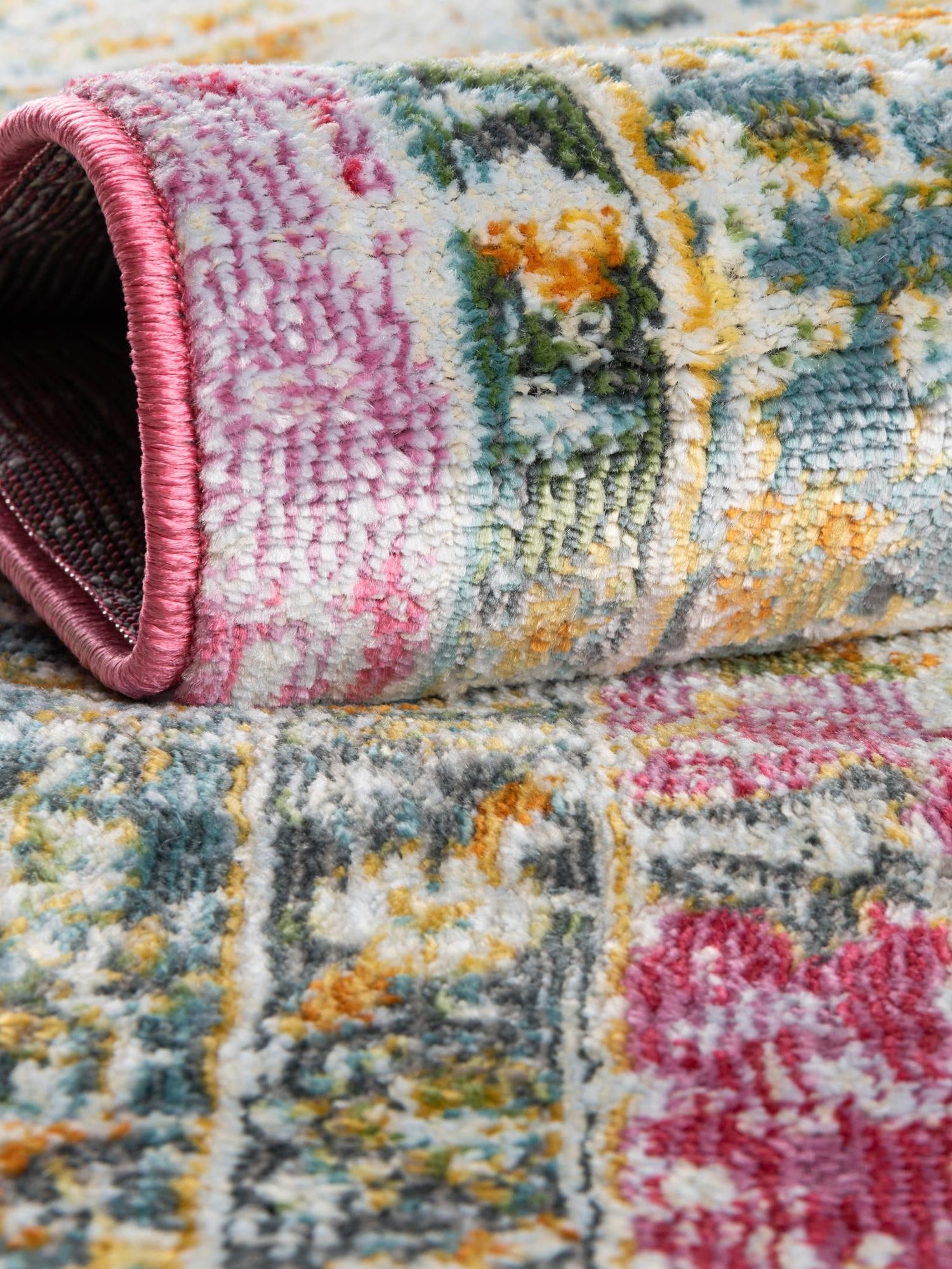 Pink 4' x 4' Paragon Octagon Area Rug 100% Polypropylene Colorful Vivid Boho Style Modern Carpet for Unique Interiors for Sale at Rug Engine