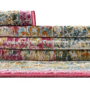 Pink 6' x 6' Paragon Octagon Area Rug 100% Polypropylene Colorful Vivid Boho Style Modern Carpet for Unique Interiors for Sale at Rug Engine