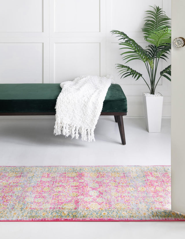 Pink 2' 2 x 8' Paragon Runner Area Rug 100% Polypropylene Colorful Vivid Boho Style Modern Carpet for Unique Interiors for Sale at Rug Engine