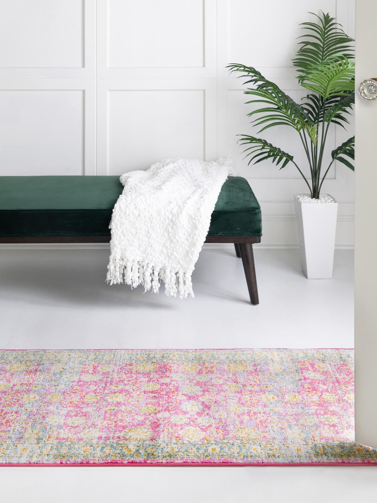 Pink 2' 7 x 12' Paragon Runner Area Rug 100% Polypropylene Colorful Vivid Boho Style Modern Carpet for Unique Interiors for Sale at Rug Engine