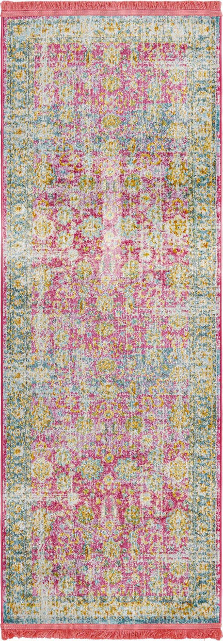 Pink 2' 2 x 6' Paragon Runner Area Rug 100% Polypropylene Colorful Vivid Boho Style Modern Carpet for Unique Interiors for Sale at Rug Engine