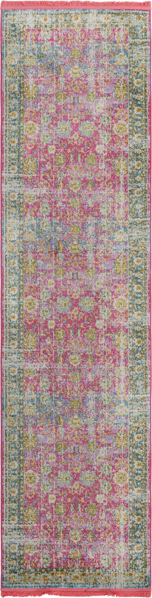 Pink 2' 7 x 10' Paragon Runner Area Rug 100% Polypropylene Colorful Vivid Boho Style Modern Carpet for Unique Interiors for Sale at Rug Engine