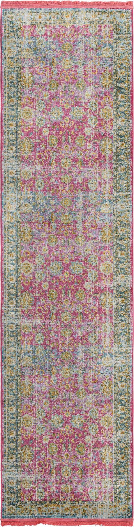 Pink 2' 7 x 10' Paragon Runner Area Rug 100% Polypropylene Colorful Vivid Boho Style Modern Carpet for Unique Interiors for Sale at Rug Engine