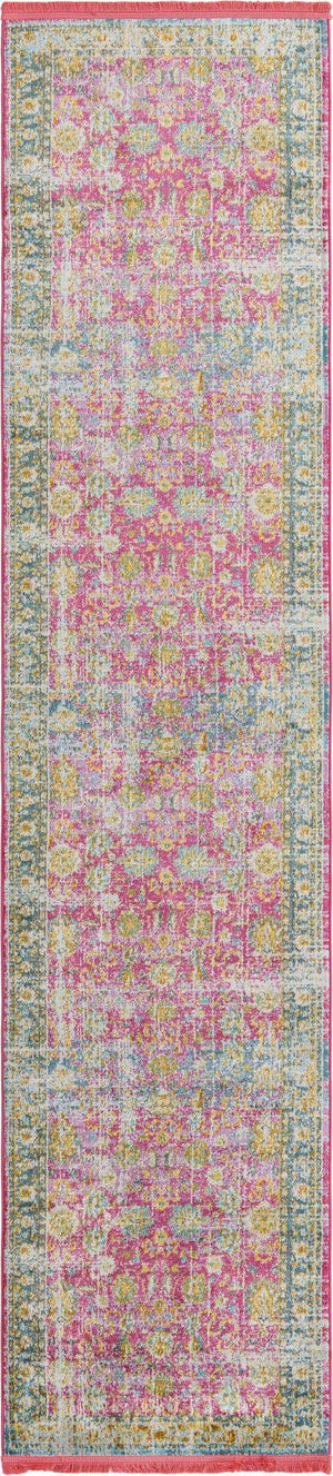 Pink 2' 7 x 12' Paragon Runner Area Rug 100% Polypropylene Colorful Vivid Boho Style Modern Carpet for Unique Interiors for Sale at Rug Engine