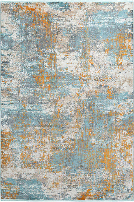 Cream Blue 10' x 14' Paragon Rectangle Area Rug 100% Polypropylene Colorful Vivid Boho Style Modern Carpet for Unique Interiors for Sale at Rug Engine