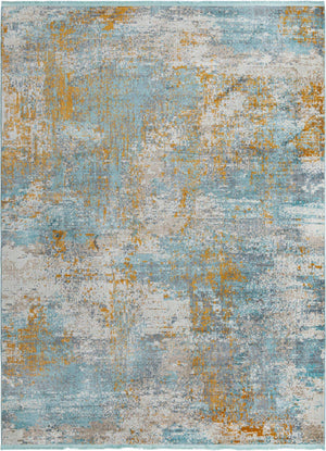 Cream Blue 9' x 12' Paragon Rectangle Area Rug 100% Polypropylene Colorful Vivid Boho Style Modern Carpet for Unique Interiors for Sale at Rug Engine