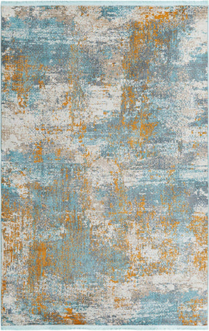 Cream Blue 6' x 9' Paragon Rectangle Area Rug 100% Polypropylene Colorful Vivid Boho Style Modern Carpet for Unique Interiors for Sale at Rug Engine
