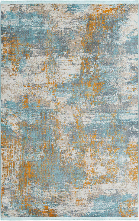 Cream Blue 6' x 9' Paragon Rectangle Area Rug 100% Polypropylene Colorful Vivid Boho Style Modern Carpet for Unique Interiors for Sale at Rug Engine