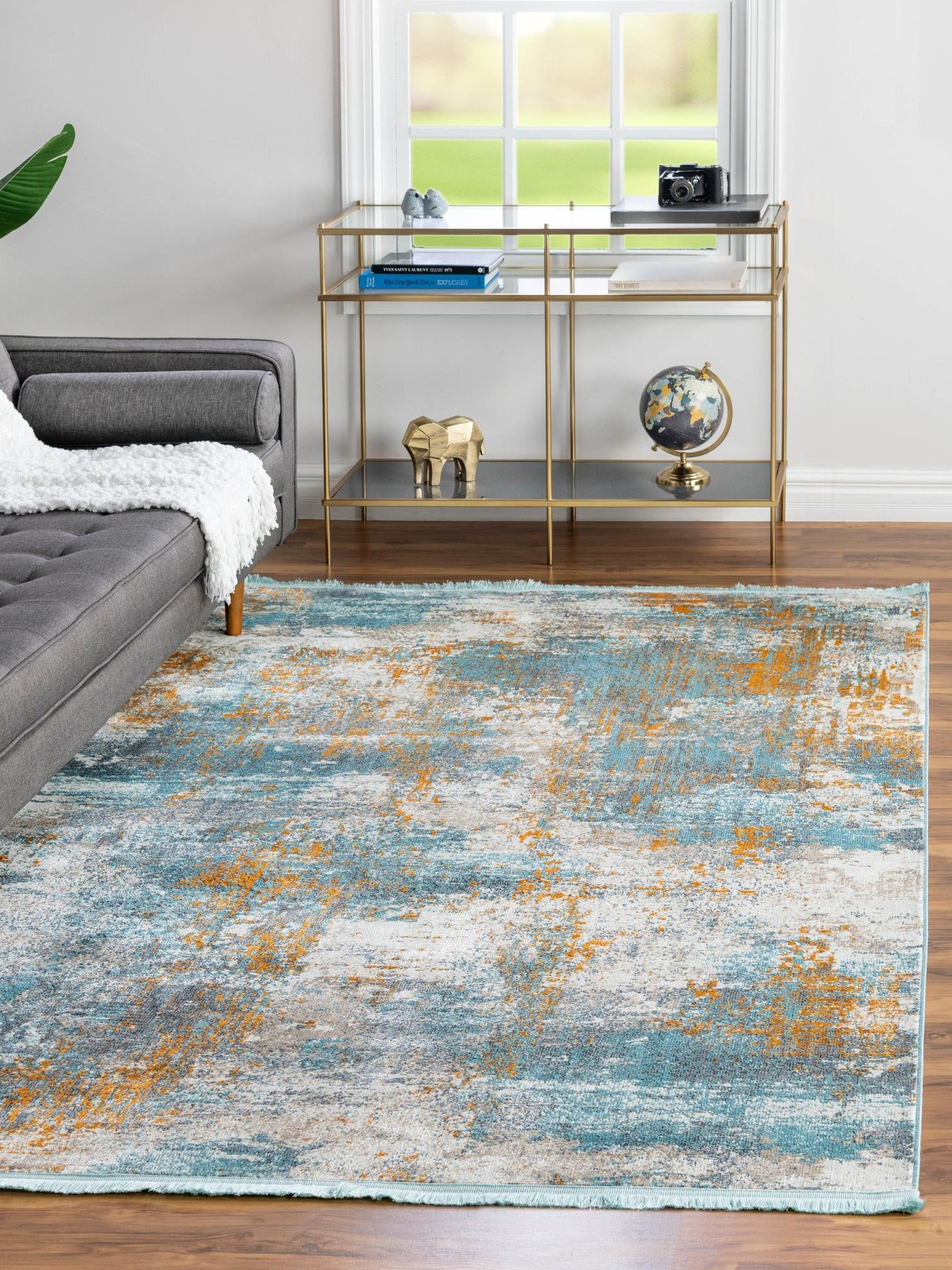 Cream Blue 2' 2 x 3' Paragon Rectangle Area Rug 100% Polypropylene Colorful Vivid Boho Style Modern Carpet for Unique Interiors for Sale at Rug Engine
