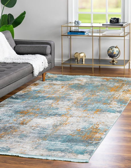 Cream Blue 8' 2 x 10' Paragon Rectangle Area Rug 100% Polypropylene Colorful Vivid Boho Style Modern Carpet for Unique Interiors for Sale at Rug Engine