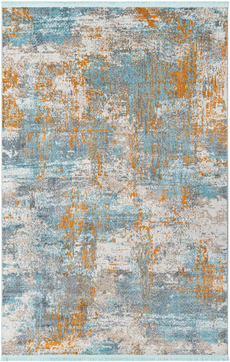 Cream Blue 5' 5 x 8' Paragon Rectangle Area Rug 100% Polypropylene Colorful Vivid Boho Style Modern Carpet for Unique Interiors for Sale at Rug Engine