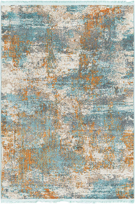 Cream Blue 4' 3 x 6' Paragon Rectangle Area Rug 100% Polypropylene Colorful Vivid Boho Style Modern Carpet for Unique Interiors for Sale at Rug Engine
