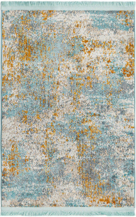 Cream Blue 2' 2 x 3' Paragon Rectangle Area Rug 100% Polypropylene Colorful Vivid Boho Style Modern Carpet for Unique Interiors for Sale at Rug Engine