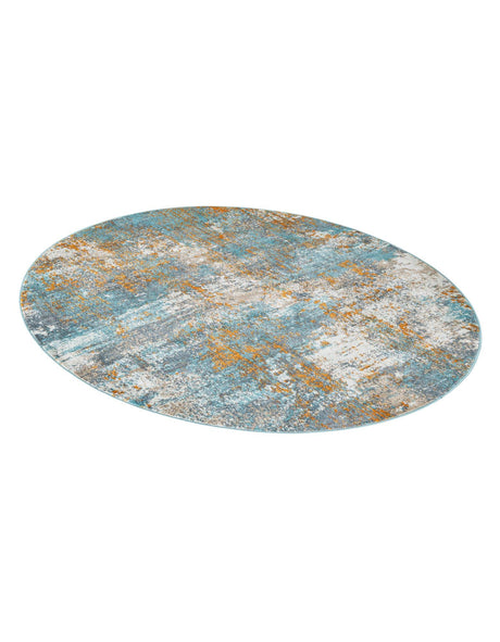 Cream Blue 5' 5 x 5' 5 Paragon Round Area Rug 100% Polypropylene Colorful Vivid Boho Style Modern Carpet for Unique Interiors for Sale at Rug Engine