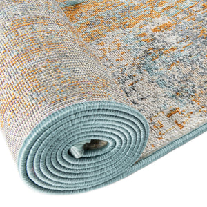 Cream Blue 5' 5 x 5' 5 Paragon Round Area Rug 100% Polypropylene Colorful Vivid Boho Style Modern Carpet for Unique Interiors for Sale at Rug Engine