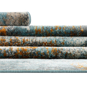 Cream Blue 5' 5 x 5' 5 Paragon Round Area Rug 100% Polypropylene Colorful Vivid Boho Style Modern Carpet for Unique Interiors for Sale at Rug Engine