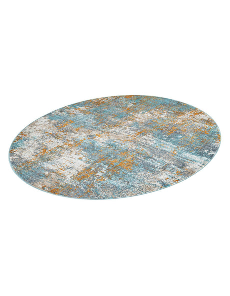 Cream Blue 5' 5 x 5' 5 Paragon Round Area Rug 100% Polypropylene Colorful Vivid Boho Style Modern Carpet for Unique Interiors for Sale at Rug Engine