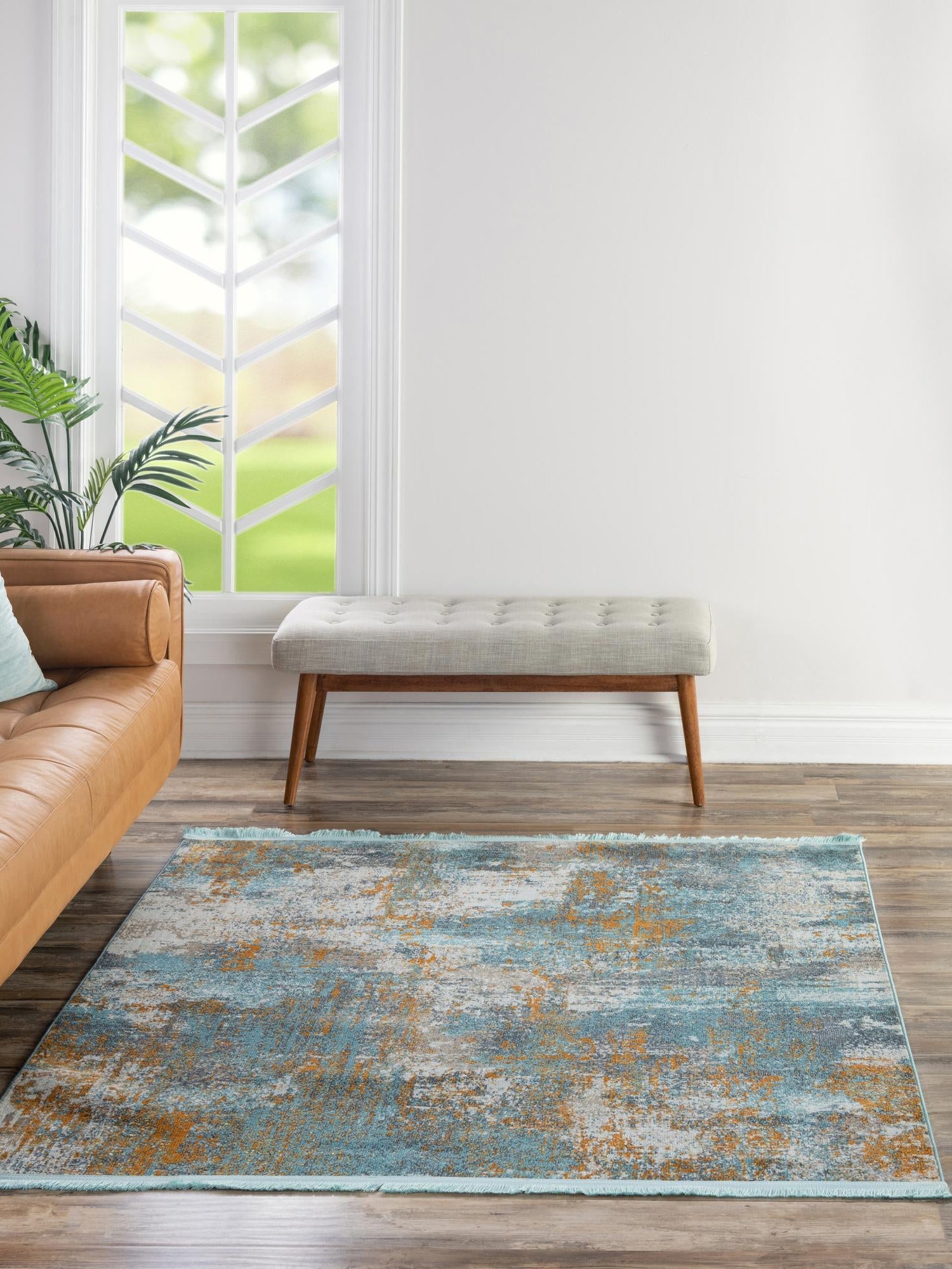 Cream Blue 8' 2 x 8' 2 Paragon Square Area Rug 100% Polypropylene Colorful Vivid Boho Style Modern Carpet for Unique Interiors for Sale at Rug Engine