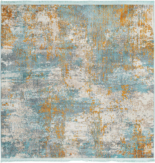 Cream Blue 5' 5 x 5' 5 Paragon Square Area Rug 100% Polypropylene Colorful Vivid Boho Style Modern Carpet for Unique Interiors for Sale at Rug Engine