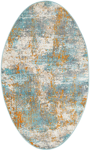 Cream Blue 3' 3 x 5' 3 Paragon Oval Area Rug 100% Polypropylene Colorful Vivid Boho Style Modern Carpet for Unique Interiors for Sale at Rug Engine