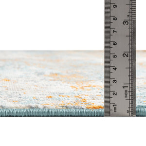 Cream Blue 8' 2 x 10' Paragon Oval Area Rug 100% Polypropylene Colorful Vivid Boho Style Modern Carpet for Unique Interiors for Sale at Rug Engine